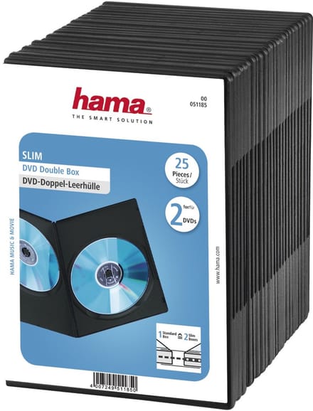Hama DVD Slim dubbele box, 25 st, zwart