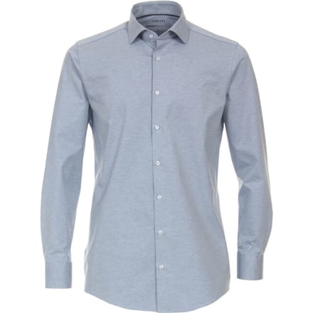 VENTI modern fit overhemd - jersey - blauw - Strijkvriendelijk - Boordmaat: 44