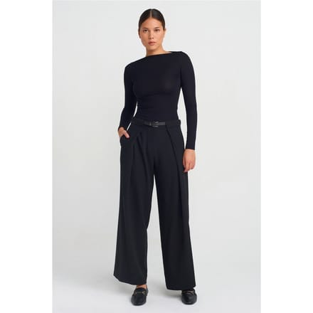 Vrouwen Wijde-Leg Crepe Broek met Riem