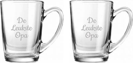 Gegraveerde Theeglas 32cl De Leukste Opa- De leukste Oma