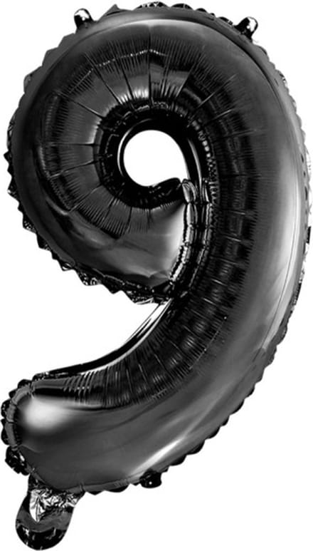 Folie Ballon Cijfer 9 zwart 41 cm