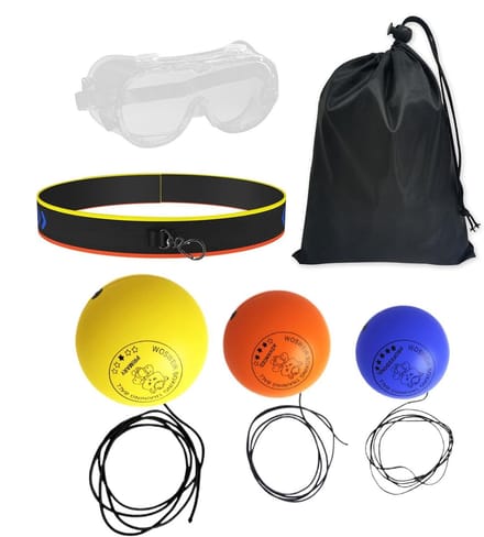Boksreflexbal Set - Trainingsbal Boksen - Reactievermogen Verbeteren - Verstelbare Hoofdband - 3 Ballen - Veelkleurig