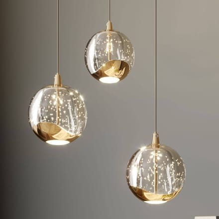 Lucande LED hanglamp Hayley, Ø 25 cm, 3-lamps, goud, glas