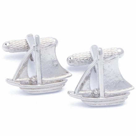 Manchetknopen - Boot Zeilboot Twee Zeilen Zilver