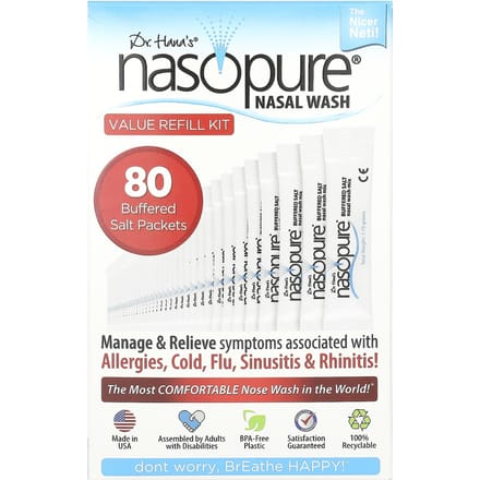 Neusdouche, Voordelige Navulset, Gebufferd Zout Pak van 80 white