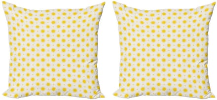 ABAKUHAUS Geometrische Kussenhoezen Set – 40x40 cm – Geel/Wit