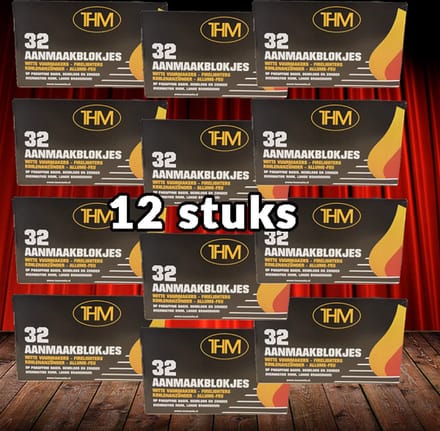 THM Witte Aanmaakblokjes 32 stuks Paraffine 12 Pakjes