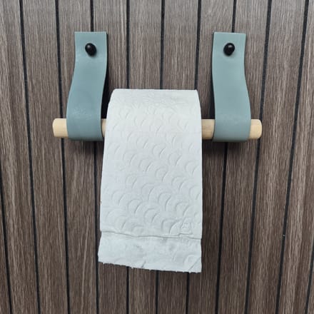 Leren toiletrol houder oud groen 4cm breed en 30cm lang
