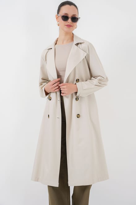 Dubbelbreasted Lange Trenchcoat