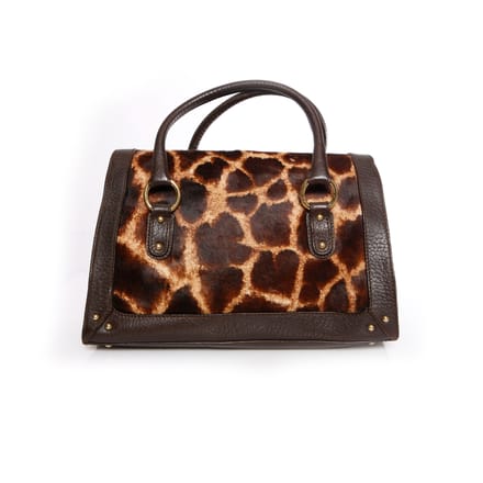 Dolce & Gabbana, handtas van bruin leer met giraffeprint van kalfsleer.