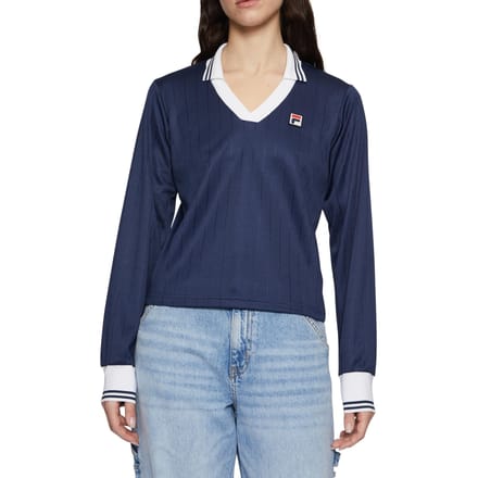 FILA Lawe Longsleeve Polo Black Iris Größe: L | Longsleeves Outlet | Damen | Schwarz