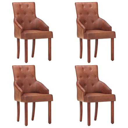 vidaXL Eetkamerstoelen 4 st echt geitenleer bruin