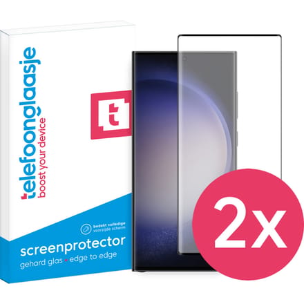 DuoPack: Samsung Galaxy S23 Ultra screenprotector gehard glas Edge to Edge