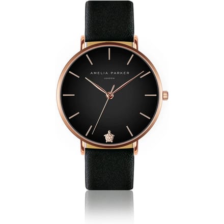 Lederen horloge voor vrouwen Amelia Parker Midnight Moon Black