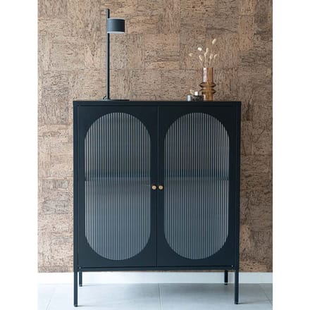 House Collection Vitrinekast Gunner Zwart 90 x 35 x 110 cm