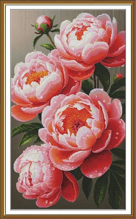 Borduurpakket Nova Sloboda - Lush Peonies - Weelderige Pioenrozen