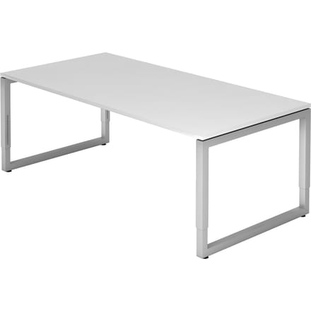 REGO 2E S | Bureau - 200 x 100 Tafelhoogte I In hoogte verstelbaar Wit/Zilver