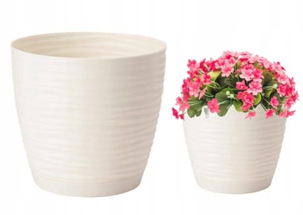 Form-Plastic Doniczka - Oker Pot - Kremkleurig - 10,7x10cm - Met Onderzetter