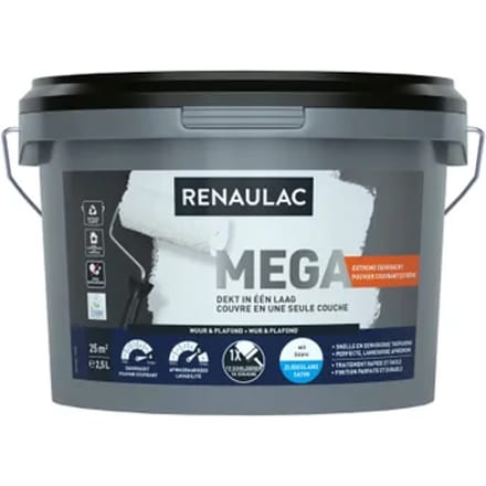 Renaulac Méga Muurverf - Zijdeglans - Wit - 2,5l