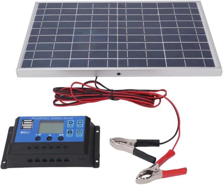 Zonnepaneel - Druppellader - Accu Onderhoud - Geïntegreerde Controller - 10 Watt - Zwart