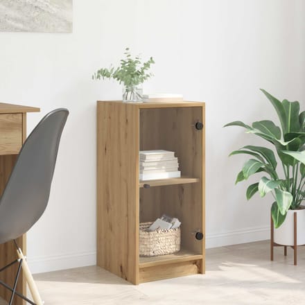 vidaXL - Dressoir - artisanaal - eikenkleurig - 35 - x - 37 - x - 76 - cm - Bewerkt - hout