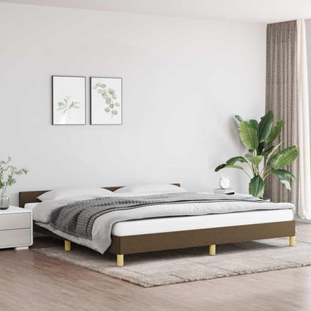vidaXL - Bedframe - zonder - matras - stof - donkerbruin - 200x200 - cm