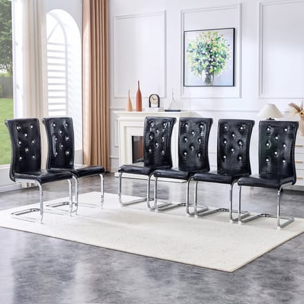 REDOM - Eetkamerstoelen Set Van 4 - Gevoerd Met Rugleuning - Retro - Eetkamer - Metaal En PVC - Zwart