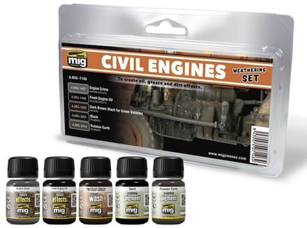 AMMO by Mig Jimenez Modelbouwdecoratie - MIG 7146 Civil Engines - Weathering Set Effecten set
