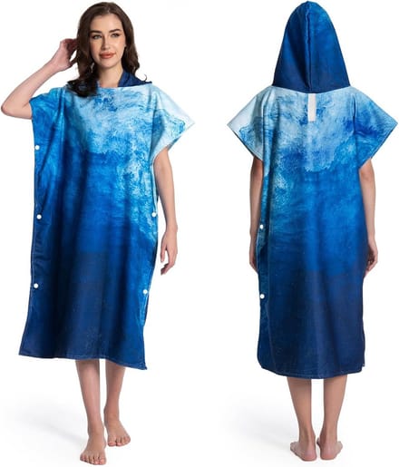 Changing Robe Badcape met Kap en Knoopsluiting, 108L x 82W cm, Quick-Dry, Unisex