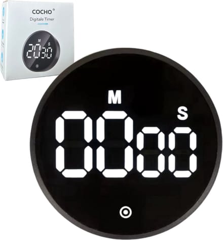 COCHO® Digitale Timer - Pomodoro Timer - Digitale Kookwekker - Magnetisch - LED Scherm - Draaiknop - Keukentimer