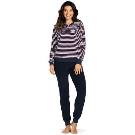Badstoffen strepen pyjama Comtessa - Blauw - Maat - 46
