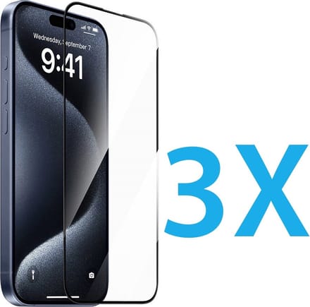 3x Full Cover Screenprotector Geschikt voor: iPhone 16 Plus - Screen protector - volledige glas - bescherming - beschermglas - ZT Accessoires