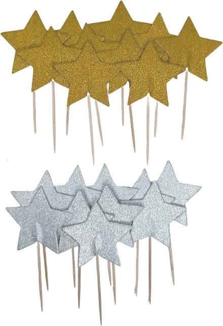 3BMT Cocktailprikkers - Kerst - Ster - Goud en Zilver - 20 stuks