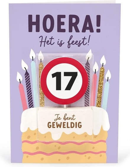 Verjaardagskaart met kaars | 17 jaar | Je bent geweldig