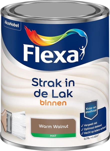 Flexa - Strak In De Lak Binnenlak Mat - Warm Walnut - Mengverf - 750 Ml