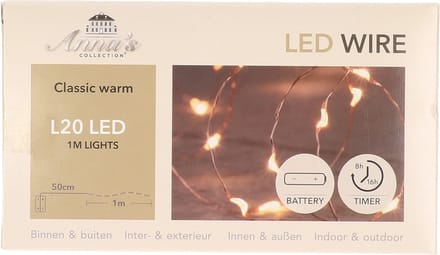 Anna's Collection Draadverlichting lichtsnoer - koper - 20 led lampjes - 100 cm - kerstverlichting
