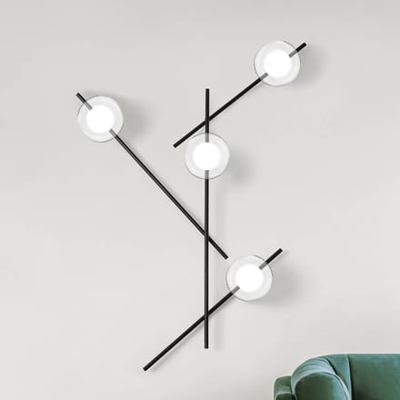 miloox by Sforzin Wandlamp Mikado, helder/frosted, 4-lamps