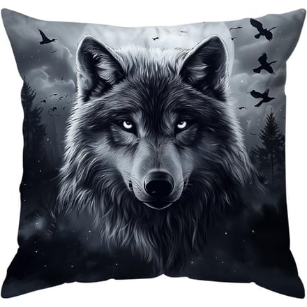 Coussins Thème Loup Taie d'oreiller Housse de coussin en polyester Coussin d'appoint Housse de coussin Décoration de canapé de maison 45x45cm