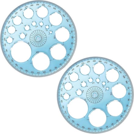 Cirkelsjabloon 11,5 cm met 16 maten en 360° gradenboog - blauw