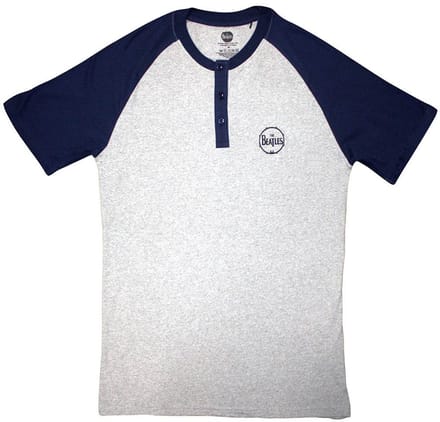 The Beatles - Mini Drum Logo Raglan T-shirt - L - Grijs/Donkerblauw