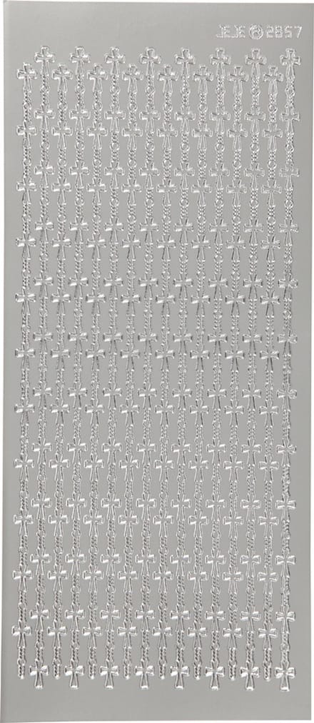 Stickers, kruis, vel 10x23 cm, zilver, 1 vel