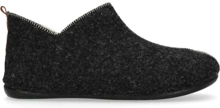 Manfield - Dames - Donkergrijze pantoffels - Maat 38