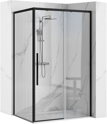 Rea Solar Black 90X90 - 195 cm - Douchecabine - Vierkant - Zwart