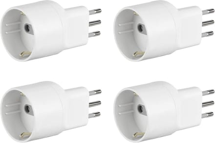 Ruimtebesparende Elektronische Adapter - 4 Stuks, Wit