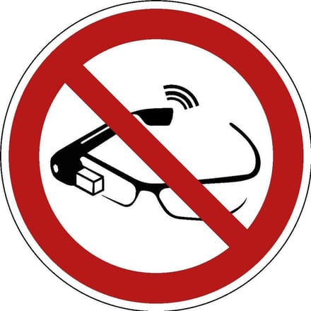 Slimme brillen verboden sticker - ISO 7010 - P044 50 mm - 10 stuks per kaart