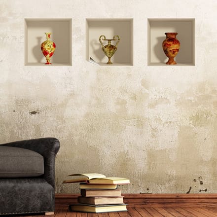 3D-effect sticker van antieke vazen, 40 x 120 cm
