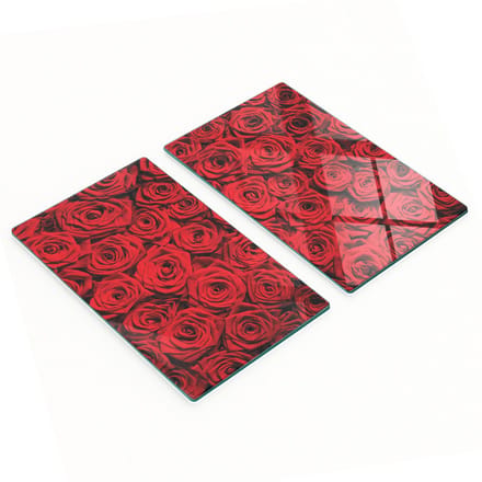 Multifunctionele decoratieve glazen keukenplanken met rode rozen, 2x30x52 cm