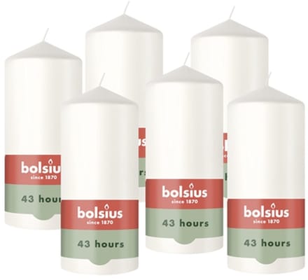 Bolsius - Gladde Stompkaarsen - 6 Stuks - Wit - 13 cm - 43 Branduren