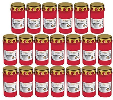 Rood Graflicht met Deksel - 20 Stuks - Herdenkingskaarsen voor Grafdecoratie
