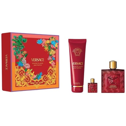 Set Versace: Eros Flame, Eau De Parfum, Voor Mannen, 100 ml + Eros Flame, Douchegel, 150 ml + Eros Flame, Eau De Parfum, Voor Mannen, 5 ml